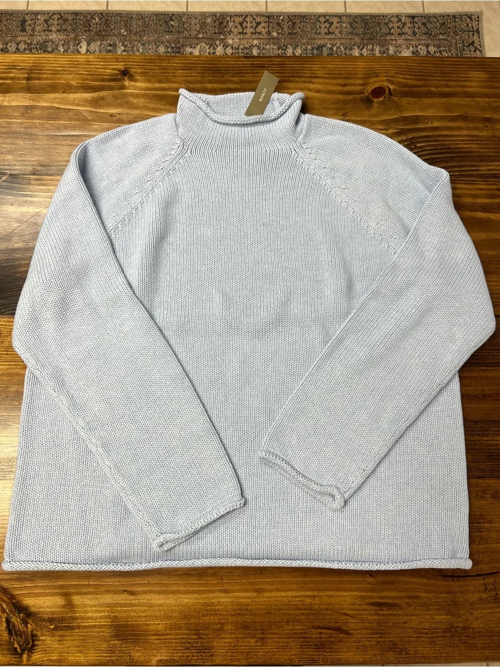 J. Crew Men’s 1988 Rollneck sweater in cotton in Heather Sky Blue Size Large NWT